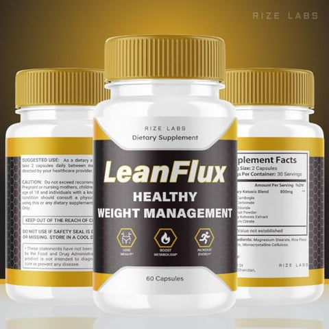rize labs - LeanFlux – Lean Flux Emagrecimento para Aumentar os Níveis de BAT, Avaliações Leanflux Não-OGM Cápsulas de Suplemento Fáceis de Engolir, Ganhe Tecido Adiposo Marrom Queima de Gordura (60 Cápsulas)