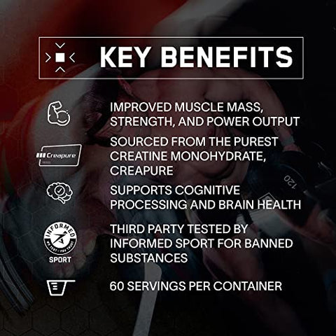 BPN Pure Creatine Monohydrate by Creapure – Seguro e Eficaz, Sem Sabor – 100% Puro – Melhore seu Desempenho! - BARE PERFORMANCE NUTRITION