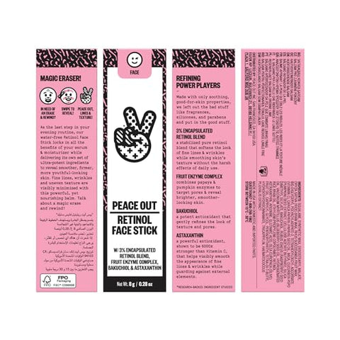Skincare Retinol Face Stick – Reduza Linhas Finas, Rugas e Textura Irregular com Retinol Encapsulado 3% (8g) - PEACE OUT