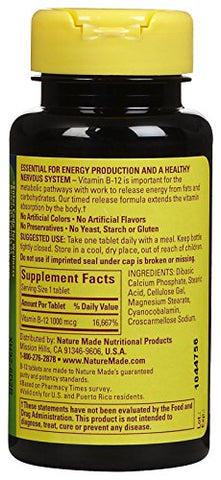 Vitamina B-12 1000 mg, 75 comprimidos – Aumente sua energia e bem-estar com a marca Nature Made - Nature Made