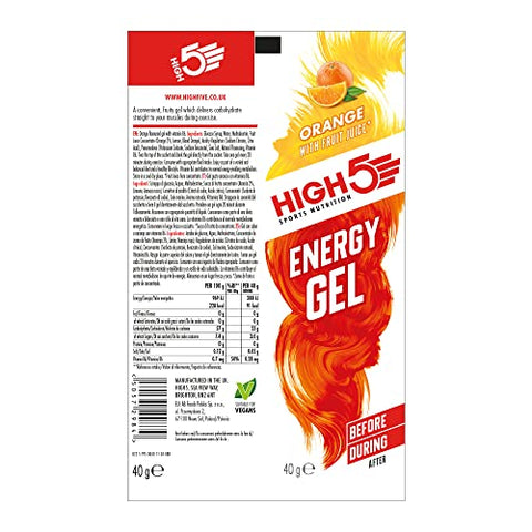 HIGH5 - High 5 Energy Gel – 20 Sachês de 38g – Sabor Laranja Suculenta – Marca High 5