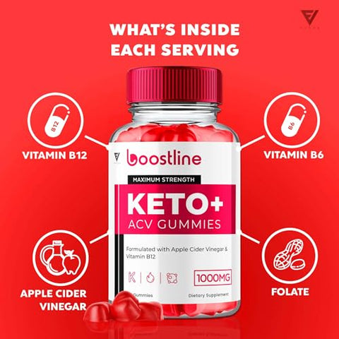 Fyvus - (3 Pacotes) Gomas Boostline Keto Plus ACV, Gomas Boost Line Keto ACV Avançadas com Vinagre de Maçã 1000MG Suplemento Vitamínico para Mulheres e Homens, Boostline Keto ACV Máxima Potência (180…)
