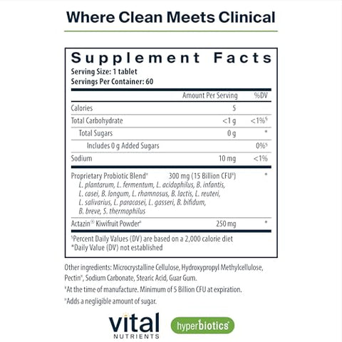 Vital Nutrients Pro-15 | 15 Cepas Kiwi | Suporte Digestivo | Regularidade Intestinal | Gases | 15g - Hyperbiotics
