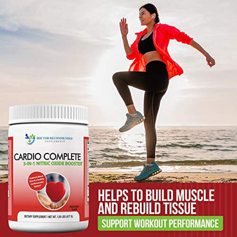 DOCTOR RECOMMENDED SUPPLEMENTS - Cardio Complete – Pó Suplemento para Apoio à Saúde Cardíaca – Booster de Óxido Nítrico 3 em 1 com 5.000mg de L-Arginina, 1.000mg de L-Citrulina e Bagas de Espinheiro