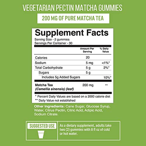 SweetHeartBeauty - Matcha Energy Gummies – Goma de Matcha com Extrato de Chá Verde by Sweetheart Beauty | Detox e Limpeza com Chá Verde | Vegano, Sem Glúten e Não-OGM
