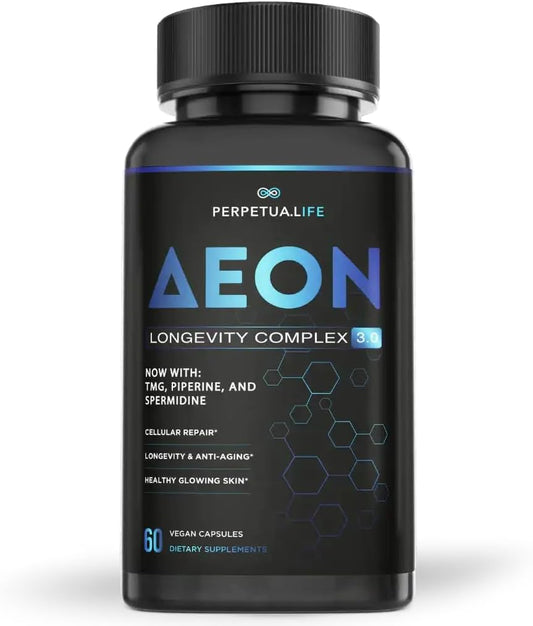 PERPETUA.LIFE - Complexo Anti-Aging NAD AEON com Nicotinamida DUO™, Fisetina, Quercetina, Resveratrol, TMG, Spermidina, Astragalus, L-Theanina e Mais | Marca AEON