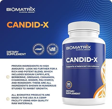 Candid-X Gut Cleanse com Berberina, Orégano, Caprilato de Sódio, Camomila, Gengibre, PAU D’arco | 90 Cápsulas | Suplemento Digestivo para Homens e Mulheres - BioMatrix