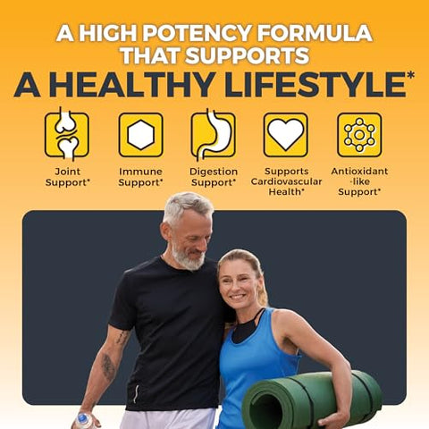 Viva Naturals - Suplemento Orgânico de Cúrcuma e Gengibre para Suporte Articular e Saúde Cardíaca – 1450 mg por porção Cápsulas de Cúrcuma e Gengibre com 150 de Cúrcuma Padronizada para 95% de Curcuminoides e 15g de Gengibre