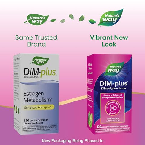 Nature's Way - Nature’s Way DIM-Plus – Suporte ao Metabolismo Equilibrado de Estrogênio, Diindolilmetano, 120 Cápsulas Veganas (Embalagem Pode Variar)