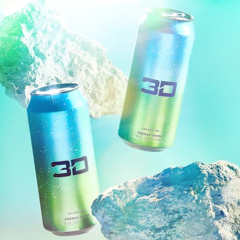 Energy Galaxy Lime | Bebida Energética Sem Açúcar | Energia Pré-Treino | 200mg Cafeína com Taurina e L-Carnitina | 473ml | Pack com 12 | Azul - 3D