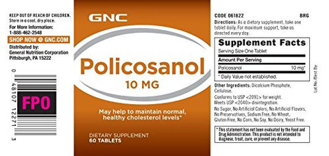 Policosanol 10 mg – 60 Comprimidos | Suplemento para Saúde Cardiovascular - GNC
