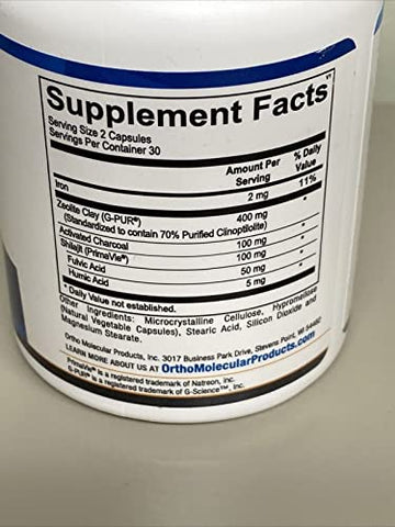 Z-Binder – Saúde Gastrointestinal – 60 Cápsulas. Suporte Detox com Zeólita, Carvão Ativado e Ácidos Húmicos e Fúlvicos - Ortho Molecular Products