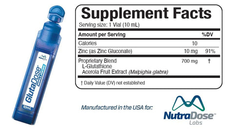 GlutaDose - Suplemento Líquido de Glutationa – Energético de Acerola com Sabor de Limão e Frutas Vermelhas, Enriquecido com Zinco – Vitamina Combinada