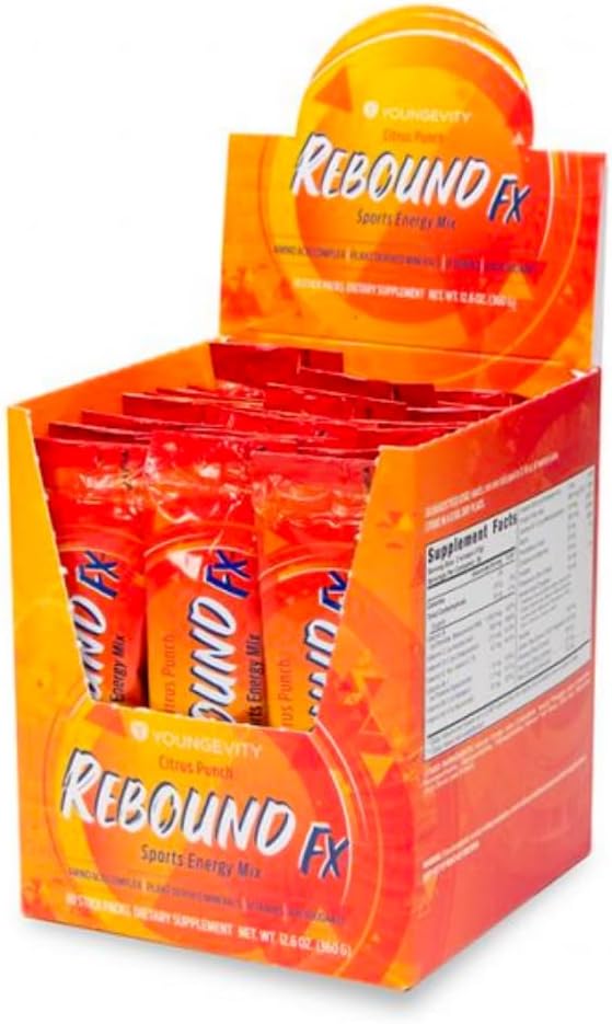 Rebound FX Pouches Citrus Punch – 30 CT Box | Energético em Pó – 30 Sachês | Marca Youngevity - Youngevity