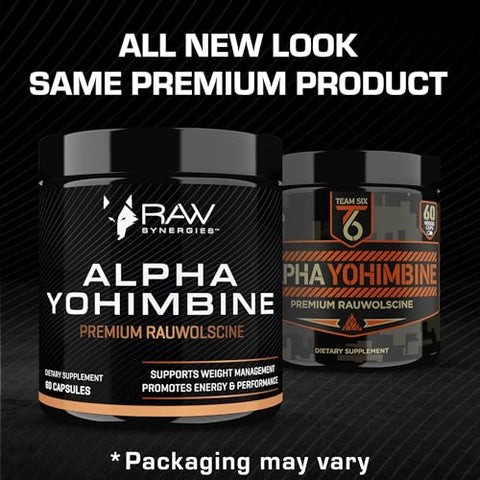 Team Six Supplements - Alpha Yohimbine – Queimador de Gordura de Casca de Yohimbe, Cápsulas para Perda de Peso Rápida – Testado por Terceiros para Pureza e Potência, 60 cápsulas por RAW Synergies