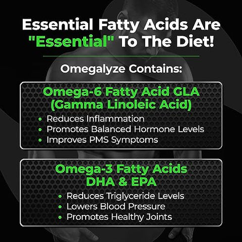 Omegalyze – Fórmula de Ácidos Graxos Essenciais, Suplemento para Maximizar a Recuperação – Ômega 3,6 e 7, 180 Cápsulas - Species Nutrition