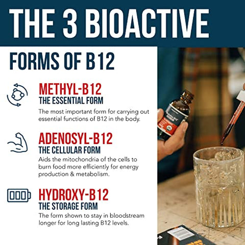 Triquetra Health - BioActive Vitamina B12 5000 mcg | Contém 3 Formas Bioativas de B12 Mais Cofator de Metilfolato – Metil B12, Adenosil B12 | 5000 mcg | 3 Formas Bioativas | Cofator de Metilfolato | Methyl B12, Adenosil B12