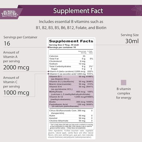 B Complete – 473 ml, Todas as 8 Vitaminas B com B12 Metilada - Buried Treasure