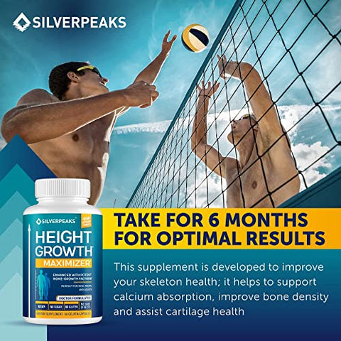 SILVERPEAKS - Cápsulas de Crescimento para Aumentar a Altura – Maximizer de Crescimento em Altura com Cálcio para Fortalecimento Ósseo – Fabricado nos EUA – Suplemento Natural para Aumentar o Crescimento Ósseo – Livre de Crescimento