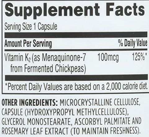 Vitamina K2, 90 Cápsulas – Benefícios para a Saúde Óssea - Whole Foods Market
