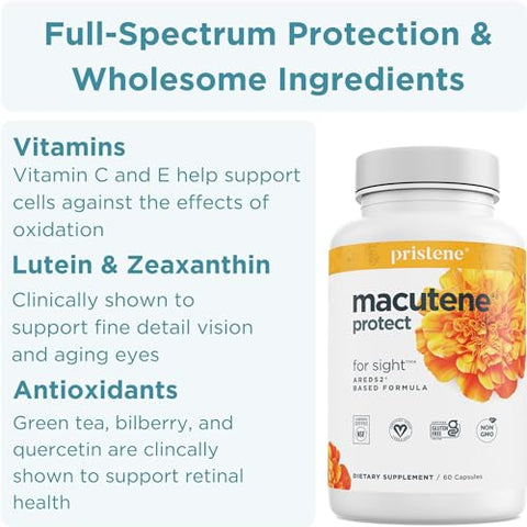 Eyecheck - Suplemento Macular Macutene® com Vitaminas Naturais para a Saúde dos Olhos – Fórmula Baseada em Ensaios Clínicos AREDS2® com Zeaxantina, Luteína e Mirtilo – Suporte à Saúde Ocular