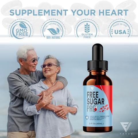 Fyvus - (3 Pacotes) Free Sugar Pro – Alívio Natural Líquido Sem Açúcar, Frasco de Gotas Líquidas FreeSugar Pro – Suplemento Avançado de Suporte à Saúde para Mulheres e Homens, Free Sugar Pro – Suplemento Líquido