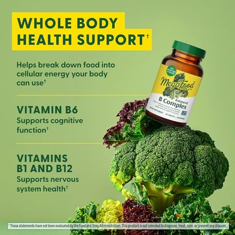 B Complex – Vitamina B – 8 Vitaminas B, incluindo B6, B12, Folate, Biotina – 60 cápsulas - MegaFood