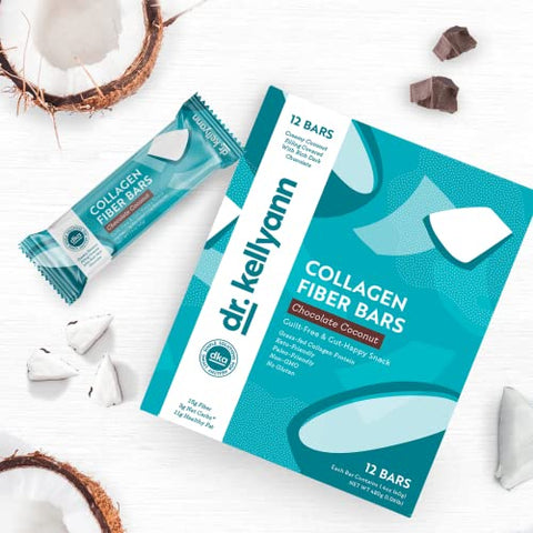 Keto Barra de Colágeno de Fibra (12 barras) – Alta Fibra, Baixo Carboidrato – Sem Glúten, Não-OGM - Dr. Kellyann