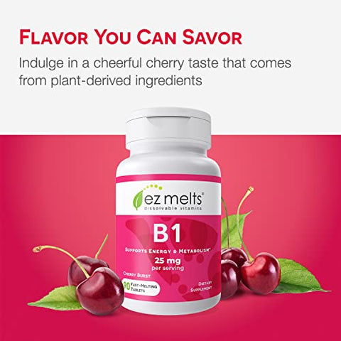 Vitamina B1 25 mg Dissolvível, Sem Açúcar, Suprimento de 45 Dias - EZ Melts