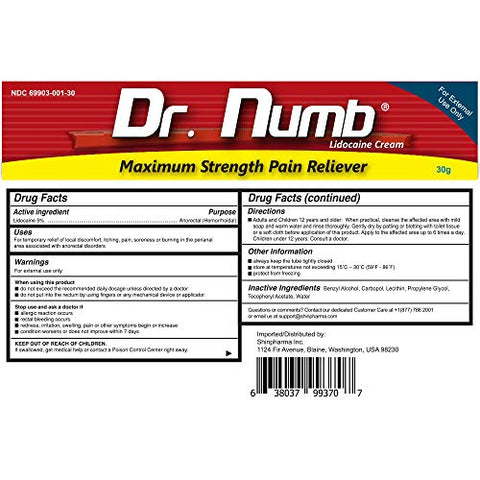 Creme Anestésico 5%% Lidocaína 30g – Máxima Potência para Tatuagem, Piercing – Alívio da Dor – Creme Anestésico Tópico sem Prescrição - Dr. Numb