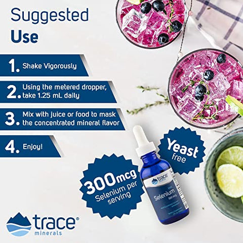 Líquido Iônico de Selênio 300 mcg | Antioxidante, Suporte à Imunidade, Saúde da Tireoide | Vegano, Sem Glúten, Não-OGM | 60 ml (2 pacotes), 96 porções - Trace Minerals