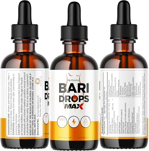 OVICIA - Bari Drops MAX – Fórmula Líquida Avançada 2025 com Extrato de Sementes BariDrop – Pacote com 5 Unidades, Suprimento de 5 Meses