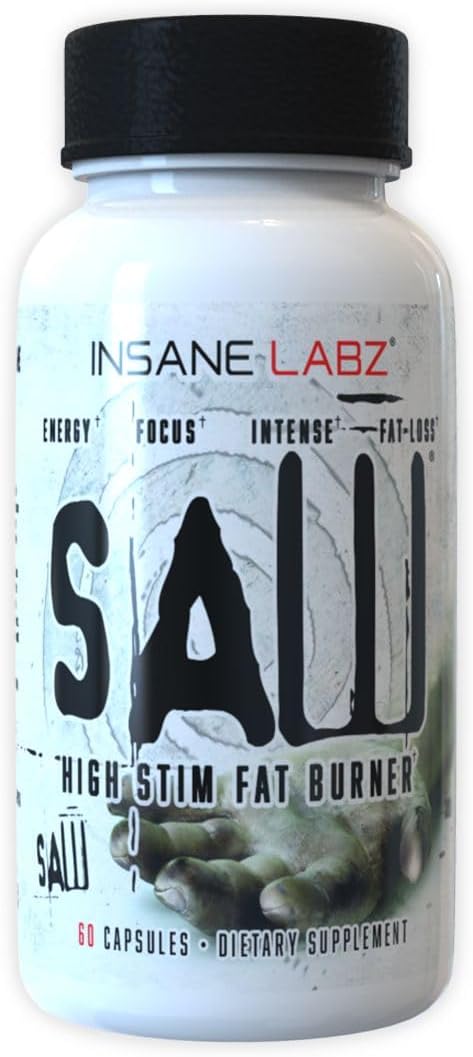 Saw® – Queimador de Gordura de Alta Potência, Suplemento Termogênico para Perda de Peso e Supressor de Apetite com L-Tirosina, Yerba Mate, GABA e Alpha Yohimbine, 60 Porções - Insane Labz
