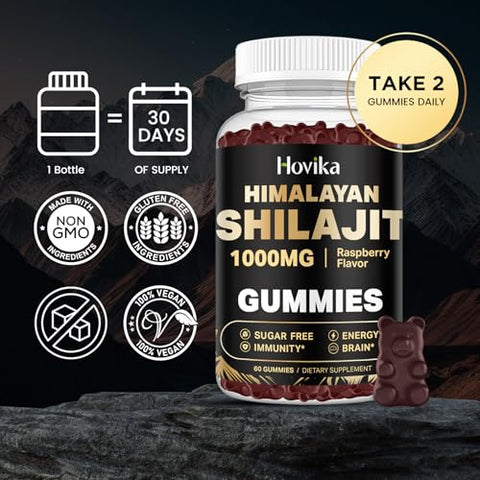 Hovika - Shilajit Gummies 1000mg para Homens – Potência e Energia Natural