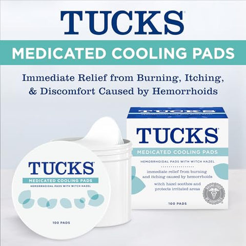 Pads Refrescantes Medicados, 200 Unidades – Almofadas de Hamamélis para Áreas Sensíveis, Limpeza e Proteção contra Irritação - TUCKS