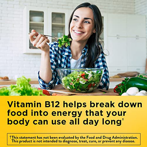 Vitamina B12 500 mcg, Suporte para Metabolismo Energético, 200 Comprimidos, Suprimento para 200 Dias - Nature Made
