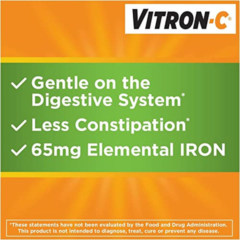 Vitron-C - Vitron C – Suplemento de Ferro de Alta Potência em Comprimidos – 60 Ta