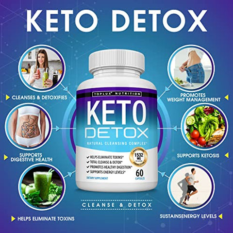 Keto Detox Pills – Fórmula Avançada de Limpeza com Extrato de Açaí Natural de 1532 Mg, Desintoxicação do Cólon, Eliminação de Toxinas - Toplux