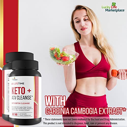 Generic - 3X Lifetime Keto ACV Cleanse – Keto Detox para Limpeza Completa do Corpo – Fornecimento de 90 Dias – Ajuda a Reduzir o Inchaço da Barriga com Suporte Digestivo de Psyllium – Promove Energia