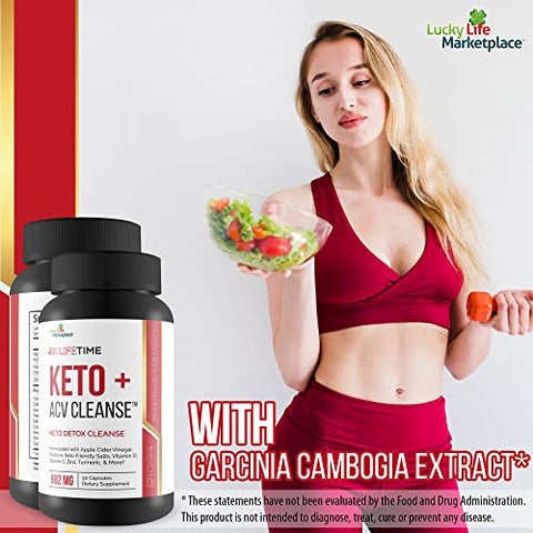 Generic - 3X Lifetime Keto ACV Cleanse – Keto Detox para Limpeza Completa do Corpo – Fornecimento de 90 Dias – Ajuda a Reduzir o Inchaço da Barriga com Suporte Digestivo de Psyllium – Promove Energia