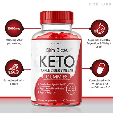 rize labs - (2 Pacotes) Gomas de Vinagre de Maçã ACV Slim Blaze Keto (120 Gomas) – Marca em Destaque