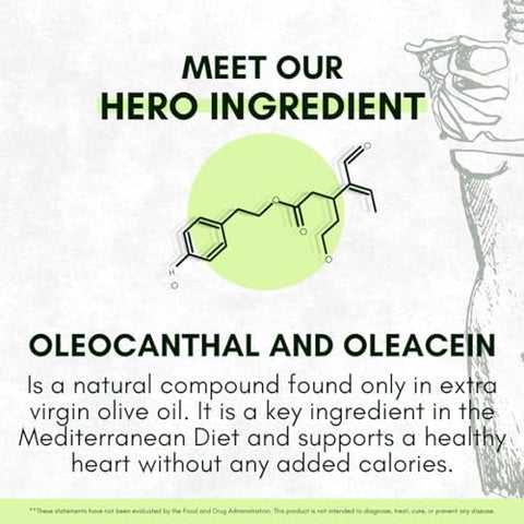 Suplemento Patenteado de Oleocanthal Rico em Polifenóis do Azeite Extra Virgem para Saúde Cerebral, Cardíaca, Longevidade e Regulação Celular – 60ct - Oligen