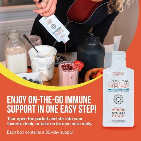 Manna Vitamins Evolved - Manna Liposomal Elderberry Immune (30 Unidades) – Sabugueiro com Zinco | Manna Liposomal Elderberry Immune – Sabugueiro com Zinco (30 Unidades)