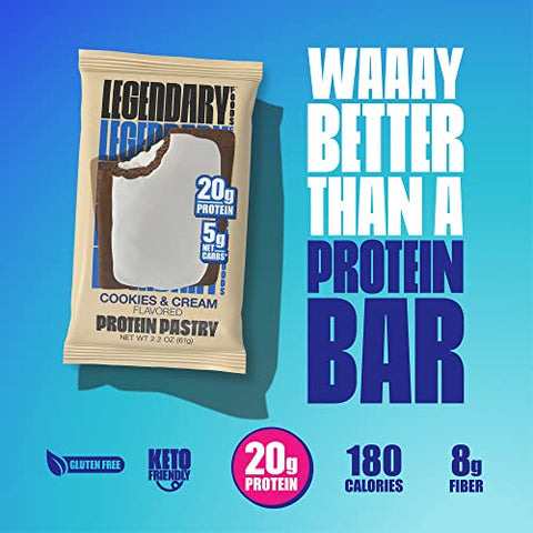 20g Proteína Massa, Baixo Carboidrato, Barra de Proteína Saborosa Alternativa, Amigável ao Keto, Sem Adição de Açúcar, Lanches Matinais com Alto Teor de Proteína, Alimento Keto Sem Glúten – Cookies e - Legendary Foods