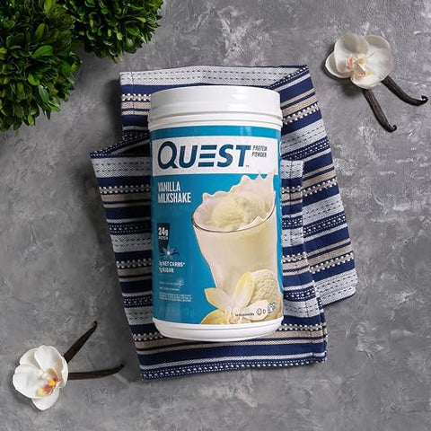 Proteína em Pó Sabor Milkshake de Baunilha, 24g de Proteína, 1g de Açúcar, Baixo Carboidrato, Sem Glúten, 725g, 23 porções - Quest Nutrition
