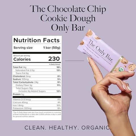 Barra de Lanche Vegana | Massa de Biscoito com Gotas de Chocolate | Pack com 12 Unidades | 5g de Proteína | Orgânica e Vegana | Única Barra | Livre de Laticínios, Soja e Glúten | Embalagem Individual - Truvani