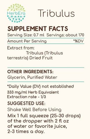 HerbEra - Tribulus Terrestris Extrato Herbal B120 Sem Álcool, Gotas Líquidas Concentradas Naturais de Tribulus (Fruta Seca) – 120ml