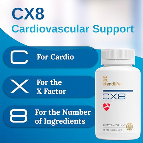 CX8 – Suplemento para Saúde do Coração com Vitamina K2, Espinheiro Marítimo e Vitamina D – Fórmula de Alta Potência para Suporte Cardiovascular Ótimo - Xtendlife