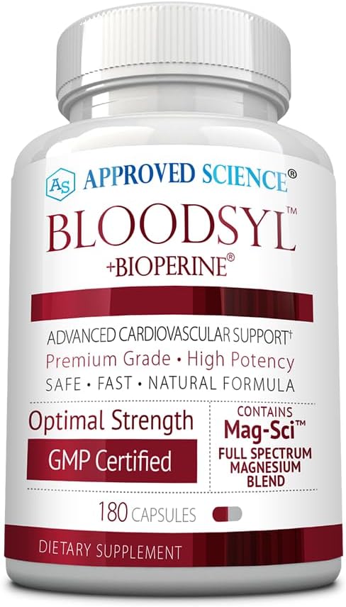 Bloodsyl – Suporte para Pressão Arterial e Colesterol – Hawthorne, Magnésio, BioPerine – 180 Cápsulas Veganas Amigáveis – Fornecimento de 3 Meses - Approved Science