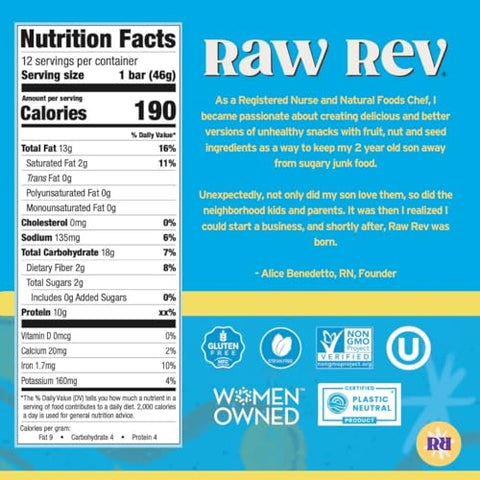 Raw Rev Glo - Raw Rev Barras Veganas de Alta Proteína, Amendoim Crocante – 100% Natural e Deliciosas!